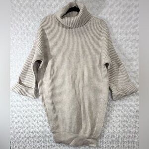 Anthropologie Moth Womens M Beige Ribbed Cable Knit Turtleneck Sweater